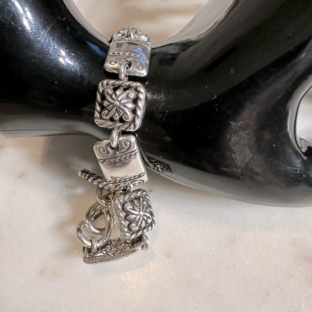 Brighton Retired Floral Square and Rectangle Link Bracelet